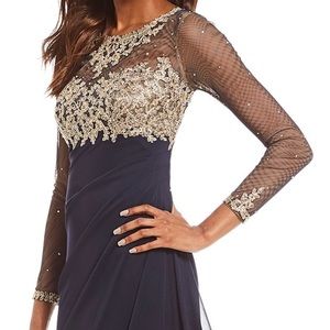 Stunning gold embroidered/navy dress